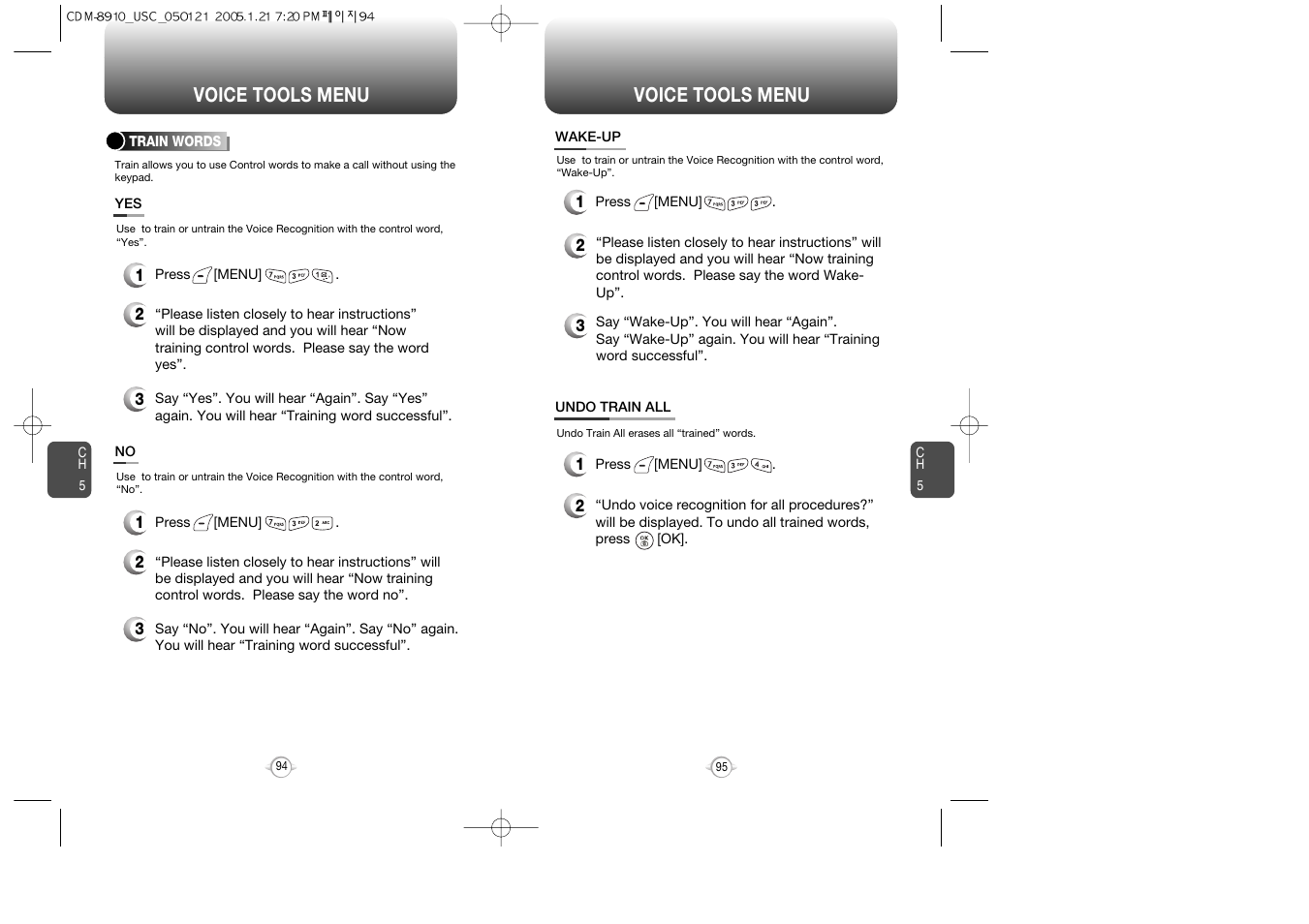 Voice tools menu | Audiovox CDM-8910 User Manual | Page 48 / 69