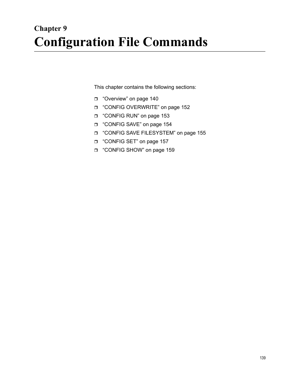Chapter 9, Configuration file commands, R 9: configuration file commands | Allied Telesis AT-S97 User Manual | Page 139 / 242