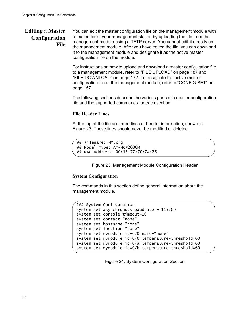 Editing a master configuration file | Allied Telesis AT-S97 User Manual | Page 144 / 242