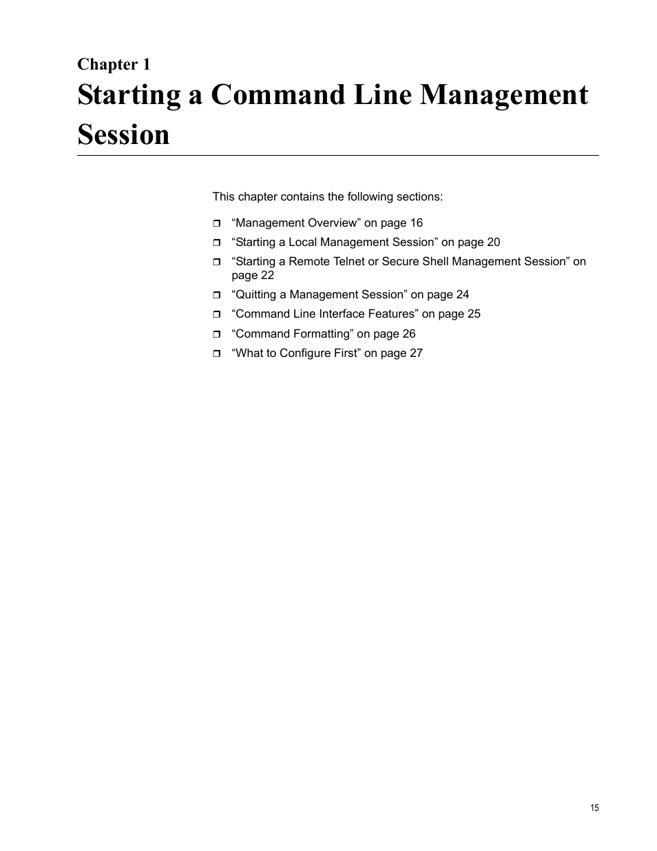 Chapter 1, Starting a command line management session, R 1: starting a command line management session | Allied Telesis AT-S97 User Manual | Page 15 / 242