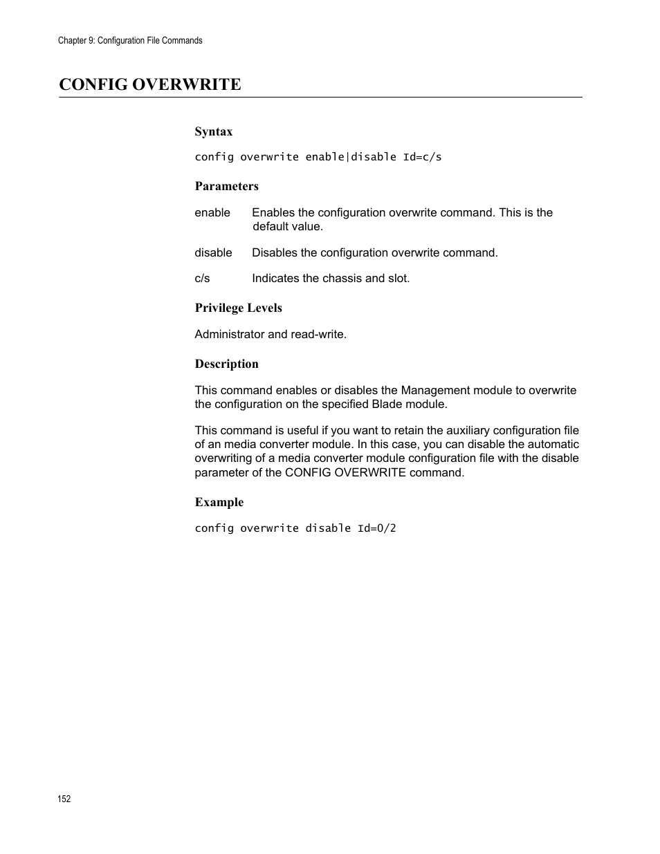 Config overwrite | Allied Telesis AT-S97 User Manual | Page 152 / 242