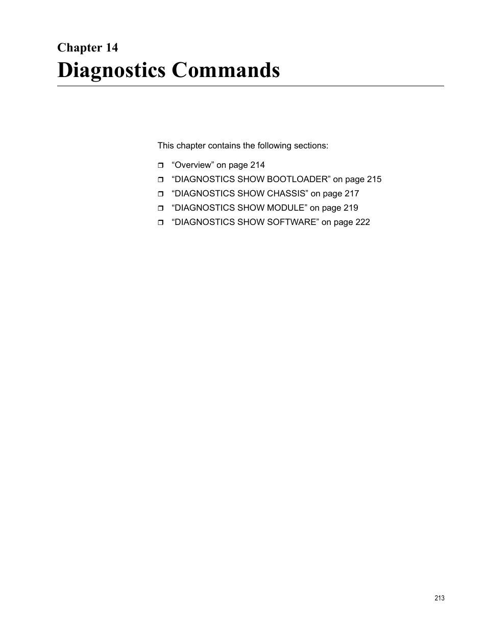 Chapter 14, Diagnostics commands | Allied Telesis AT-S97 User Manual | Page 213 / 242