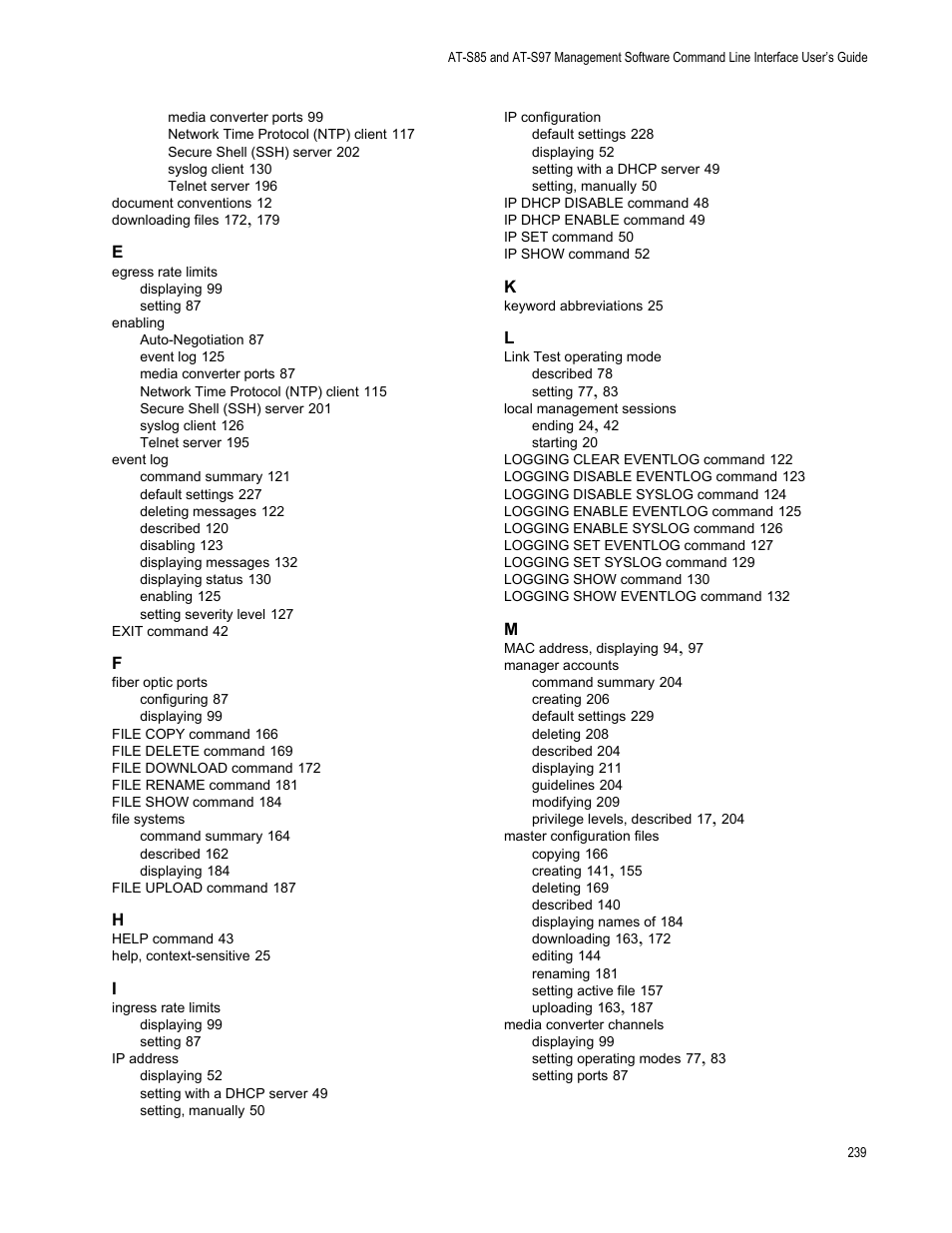 Allied Telesis AT-S97 User Manual | Page 239 / 242