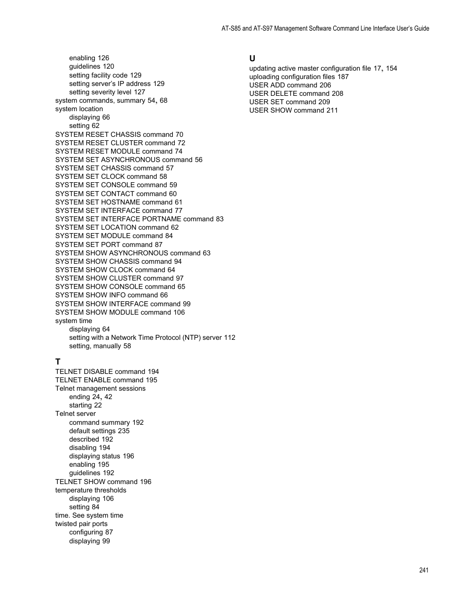 Allied Telesis AT-S97 User Manual | Page 241 / 242