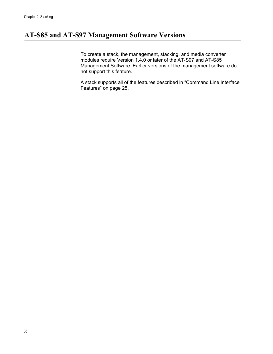 At-s85 and at-s97 management software versions | Allied Telesis AT-S97 User Manual | Page 36 / 242