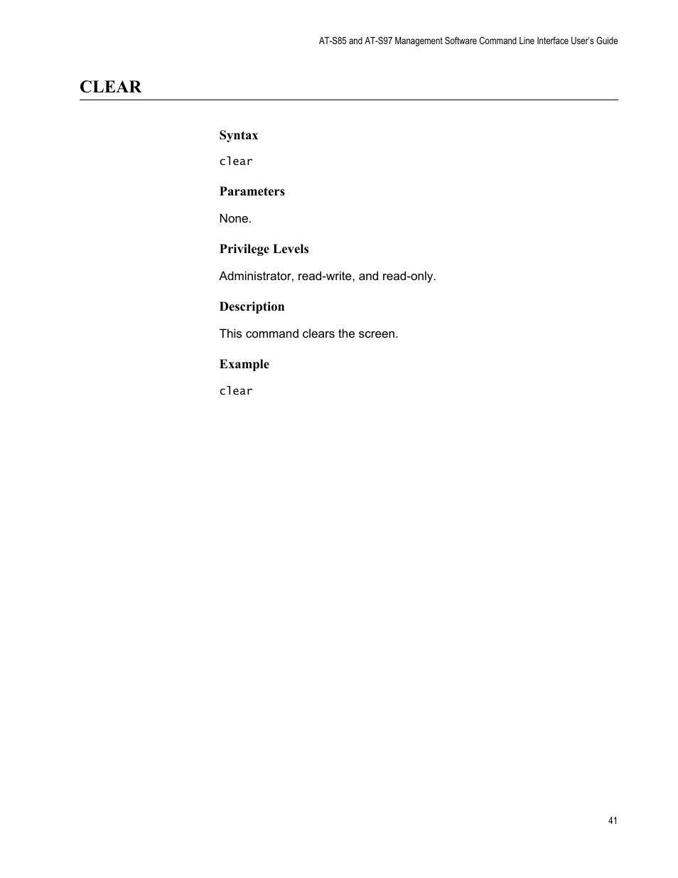 Clear | Allied Telesis AT-S97 User Manual | Page 41 / 242