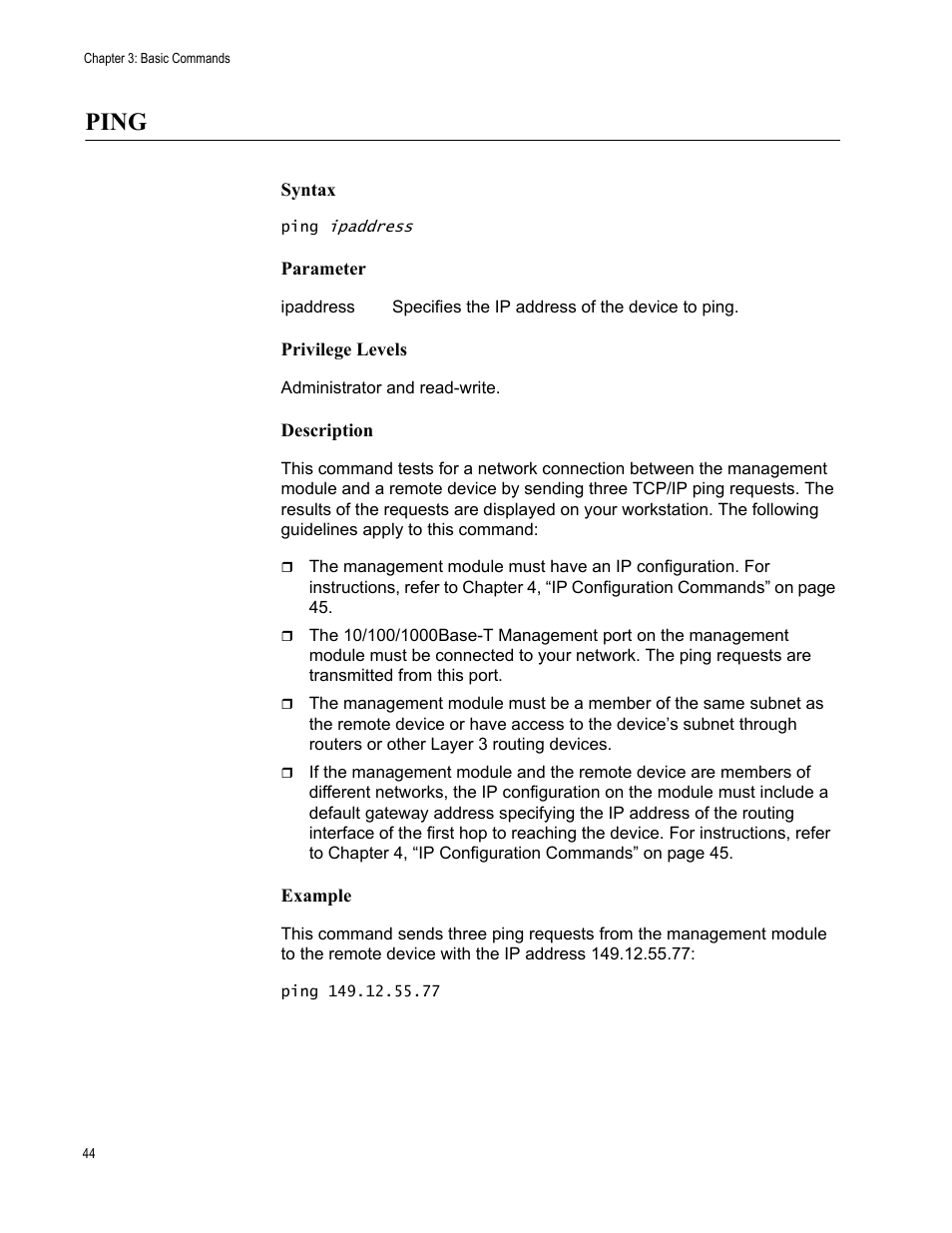 Ping | Allied Telesis AT-S97 User Manual | Page 44 / 242