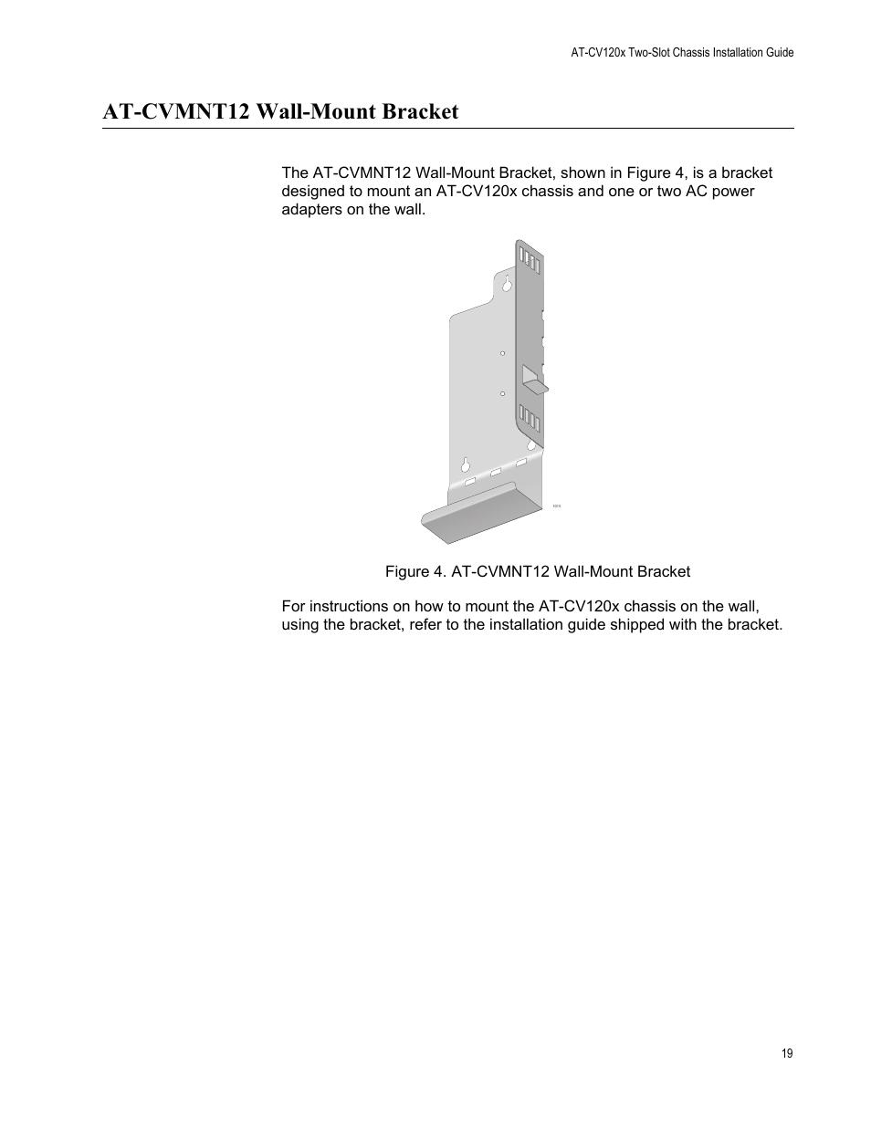 At-cvmnt12 wall-mount bracket | Allied Telesis AT-CV1203 User Manual | Page 19 / 44