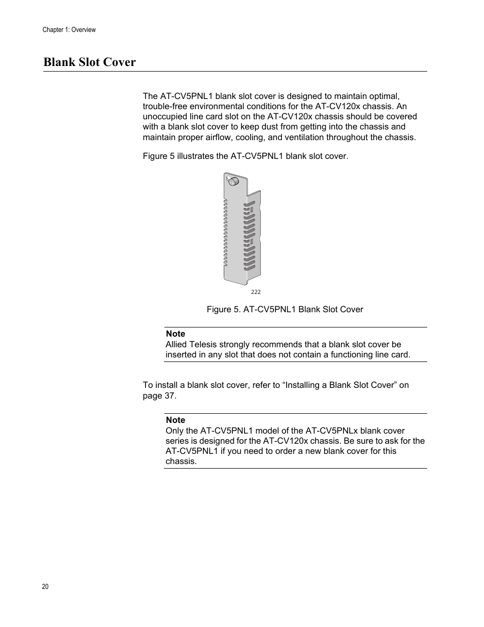 Blank slot cover | Allied Telesis AT-CV1203 User Manual | Page 20 / 44