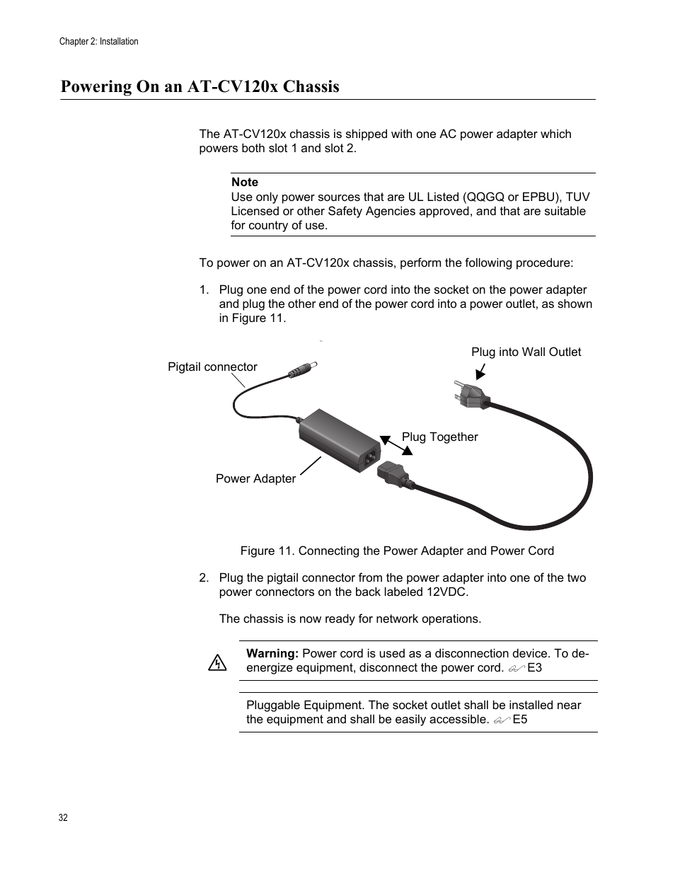 Powering on an at-cv120x chassis | Allied Telesis AT-CV1203 User Manual | Page 32 / 44