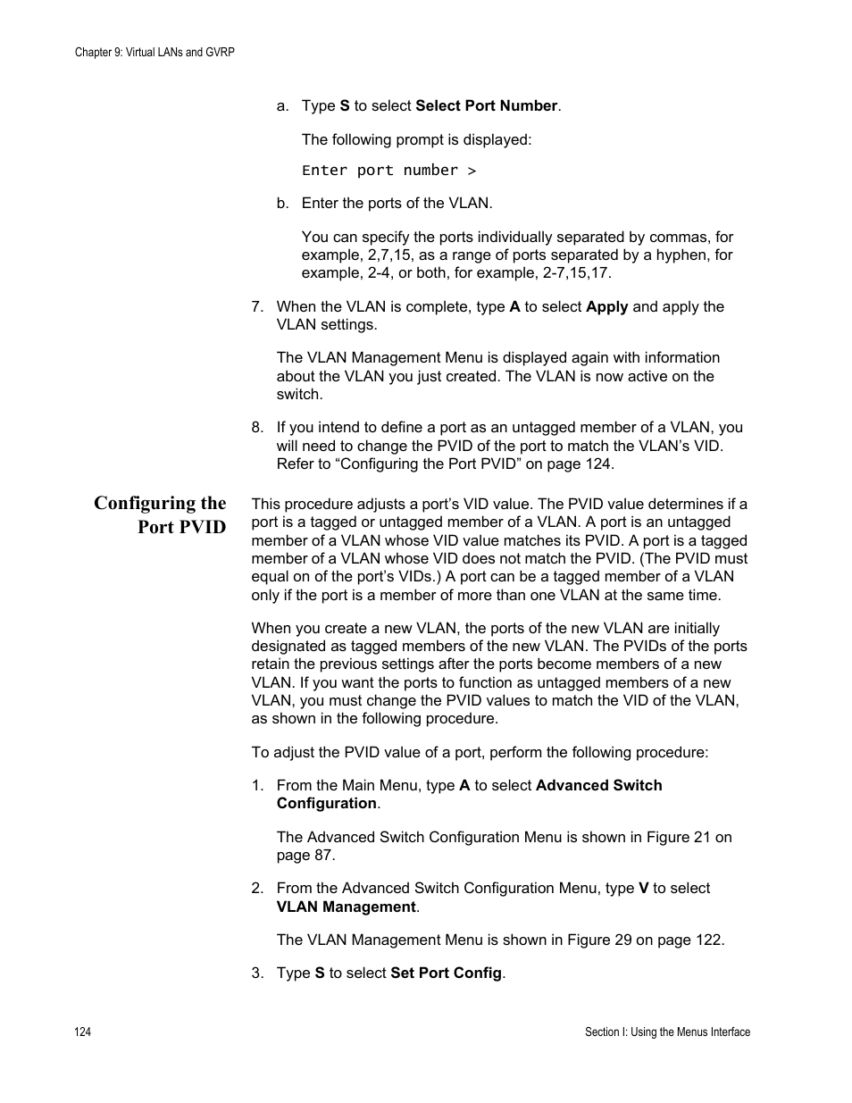 Configuring the port pvid | Allied Telesis AT-S81 User Manual | Page 124 / 360