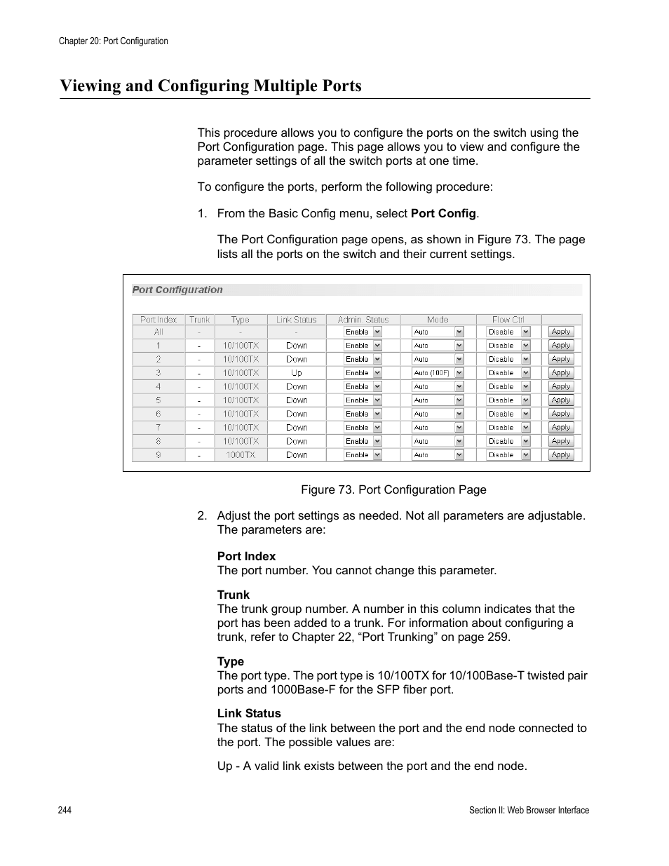 Viewing and configuring multiple ports | Allied Telesis AT-S81 User Manual | Page 244 / 360