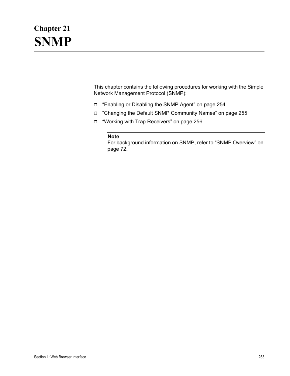 Chapter 21, Snmp | Allied Telesis AT-S81 User Manual | Page 253 / 360