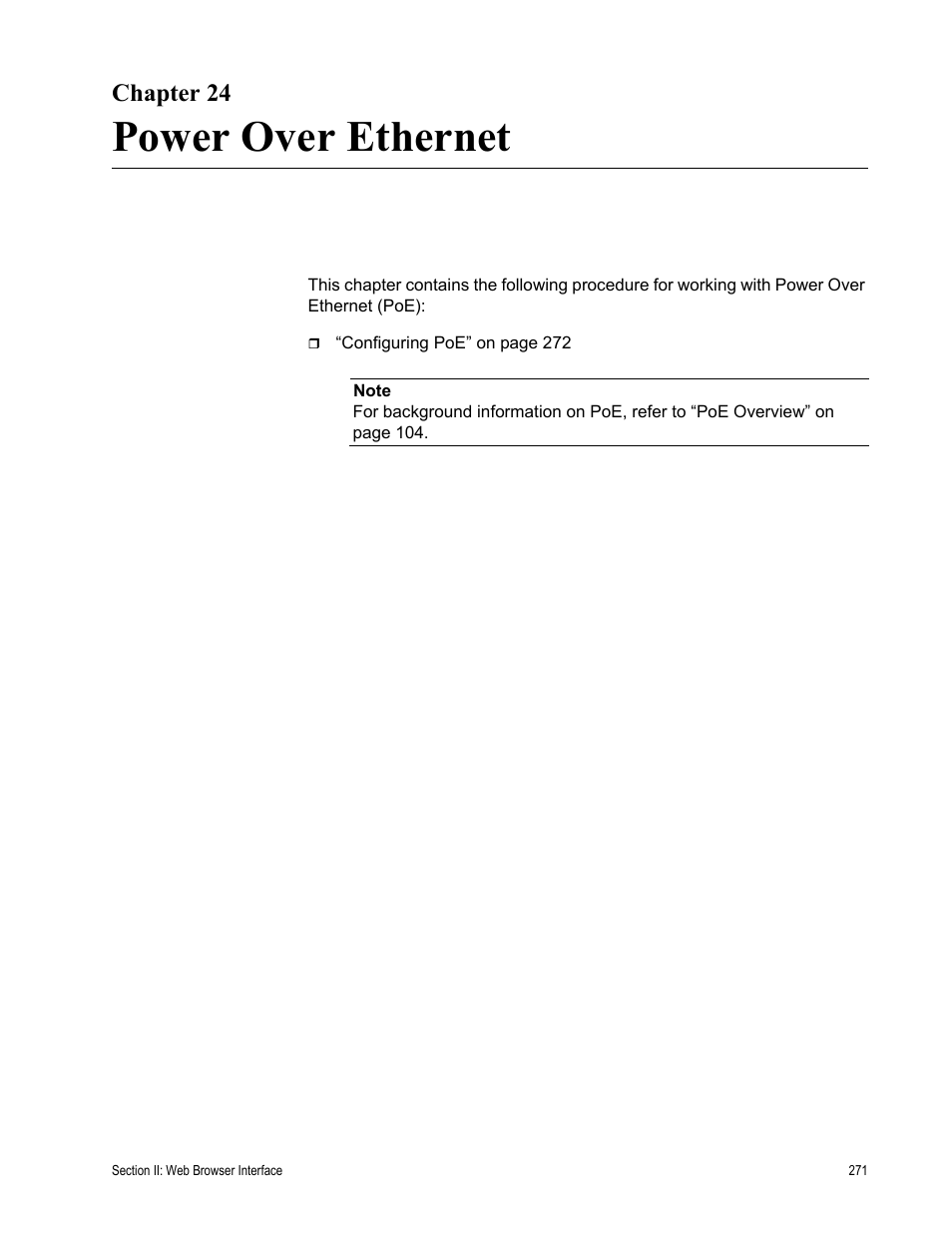 Chapter 24, Power over ethernet | Allied Telesis AT-S81 User Manual | Page 271 / 360
