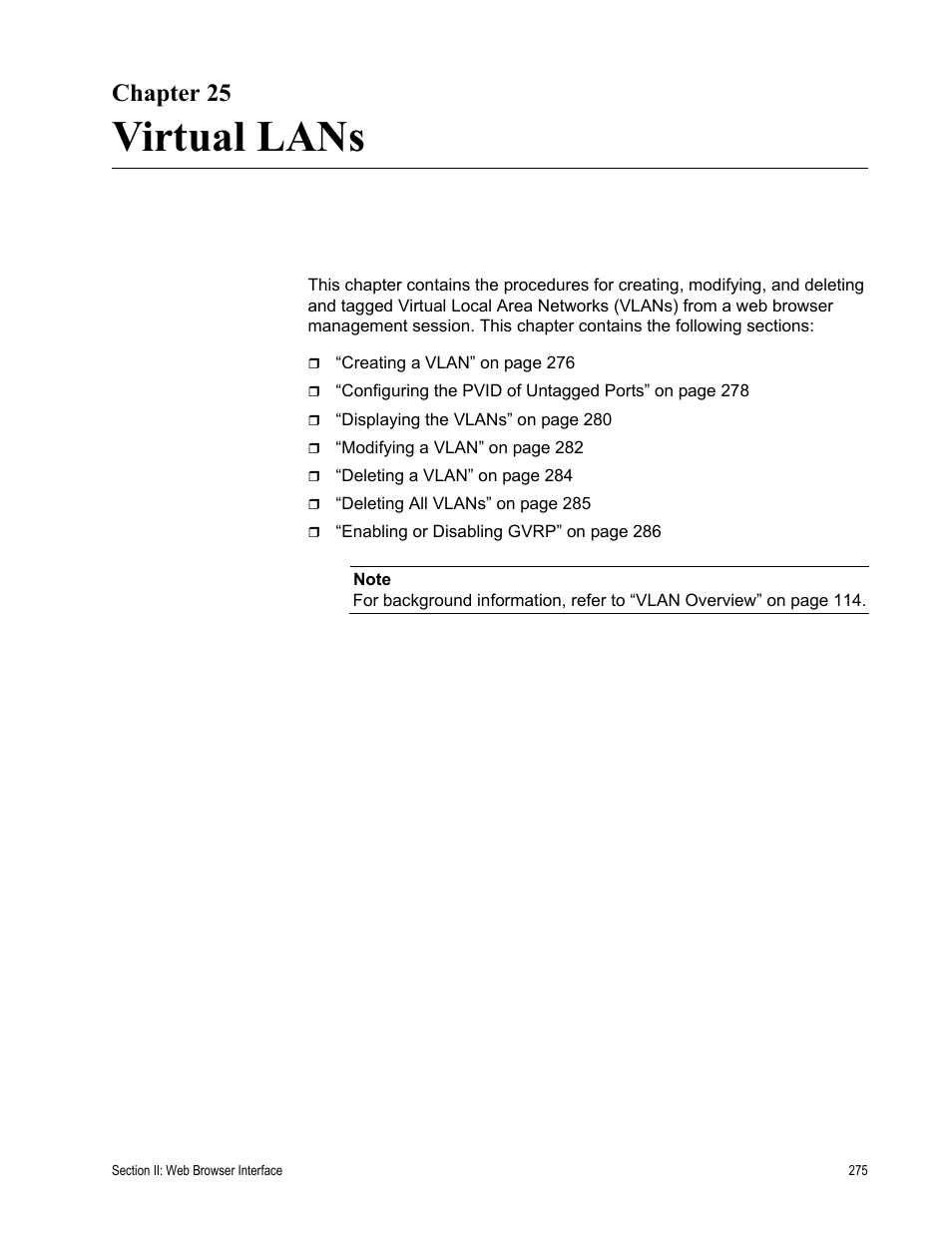 Chapter 25, Virtual lans, Chapter 25: virtual lans | Allied Telesis AT-S81 User Manual | Page 275 / 360