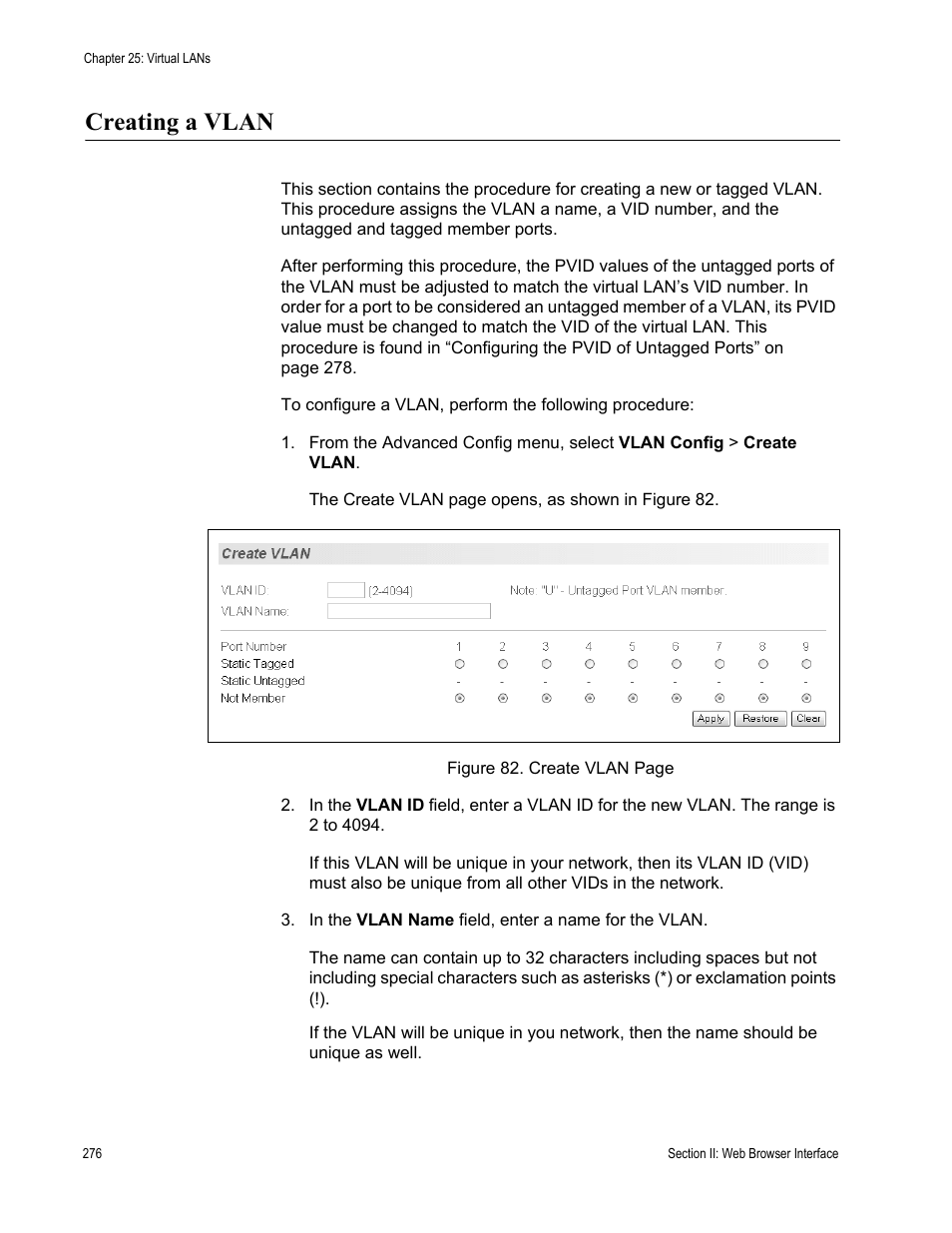 Creating a vlan | Allied Telesis AT-S81 User Manual | Page 276 / 360
