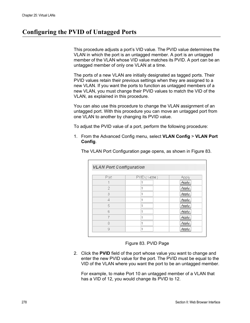 Configuring the pvid of untagged ports | Allied Telesis AT-S81 User Manual | Page 278 / 360