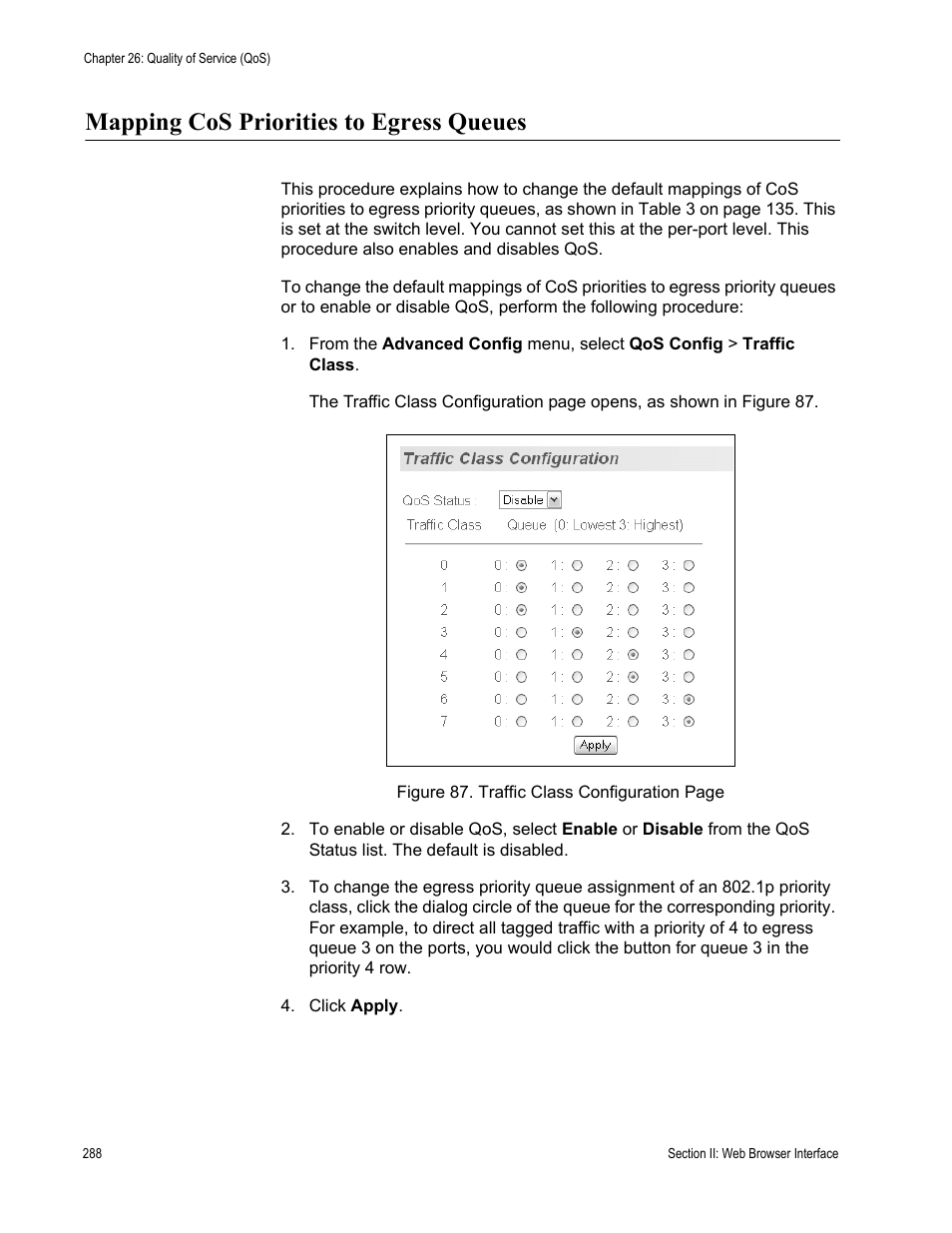Mapping cos priorities to egress queues | Allied Telesis AT-S81 User Manual | Page 288 / 360