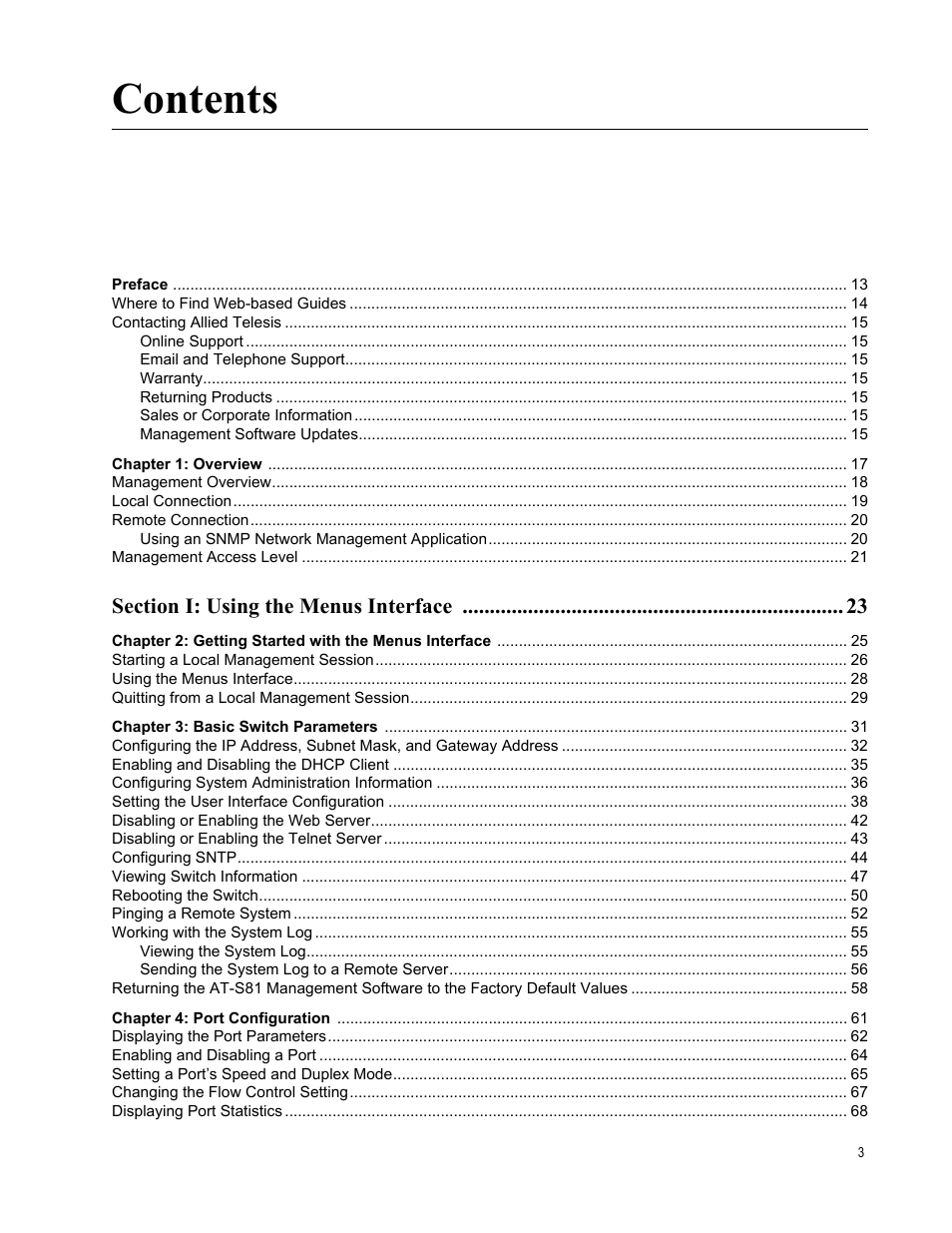 Allied Telesis AT-S81 User Manual | Page 3 / 360