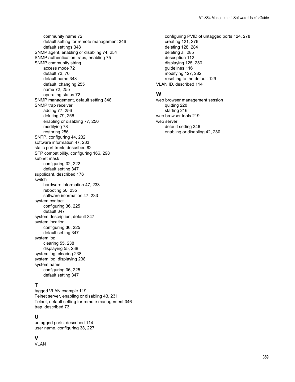 Allied Telesis AT-S81 User Manual | Page 359 / 360