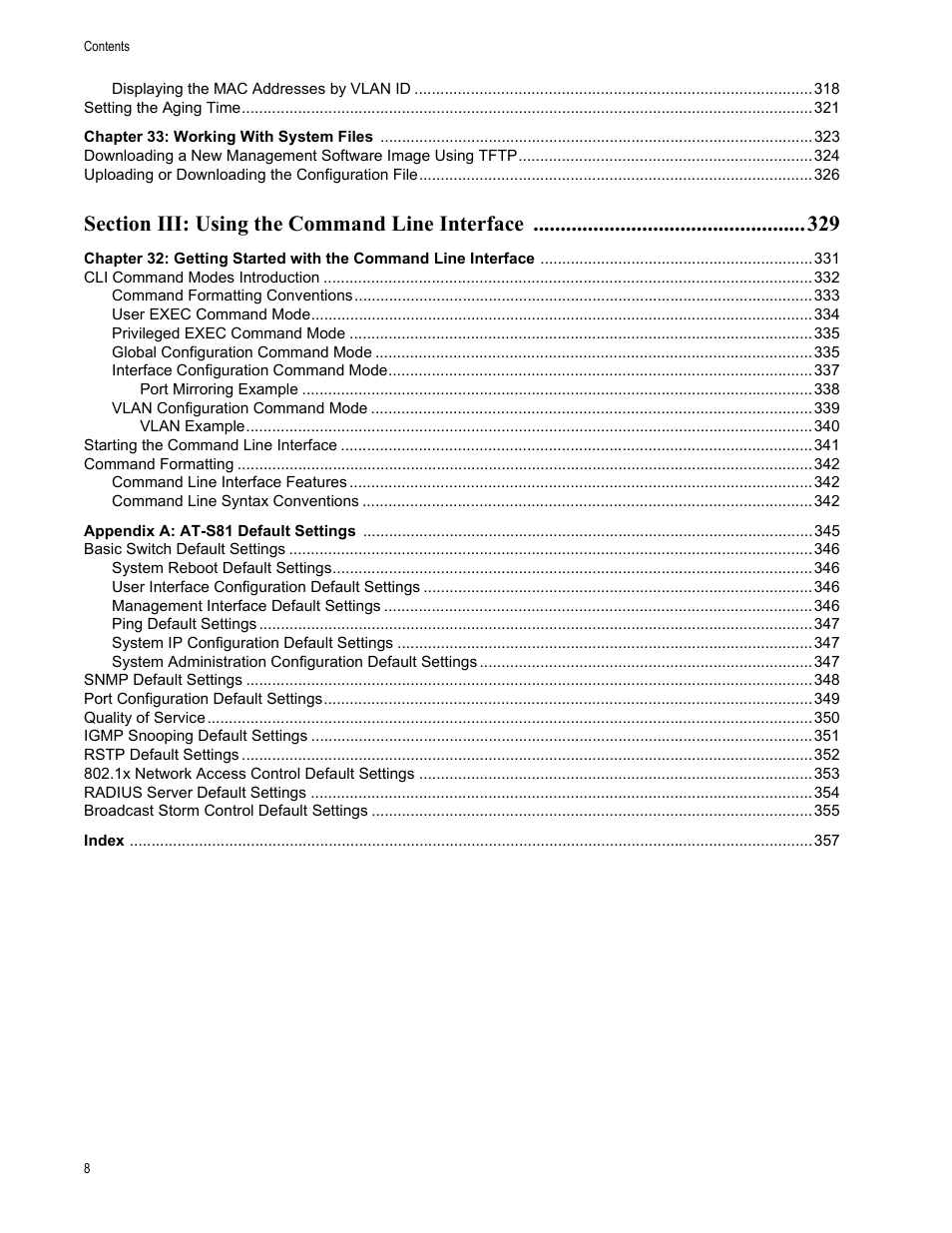 Allied Telesis AT-S81 User Manual | Page 8 / 360