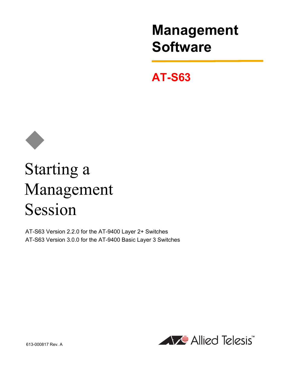 Allied Telesis AT-S63 User Manual | 30 pages