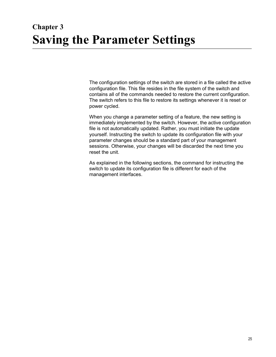 Chapter 3, Saving the parameter settings, R 3: saving the parameter settings | Allied Telesis AT-S63 User Manual | Page 25 / 30