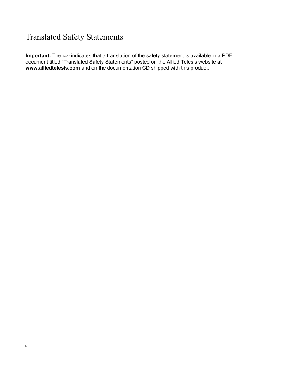 Translated safety statements | Allied Telesis AT-MCR12 User Manual | Page 4 / 50