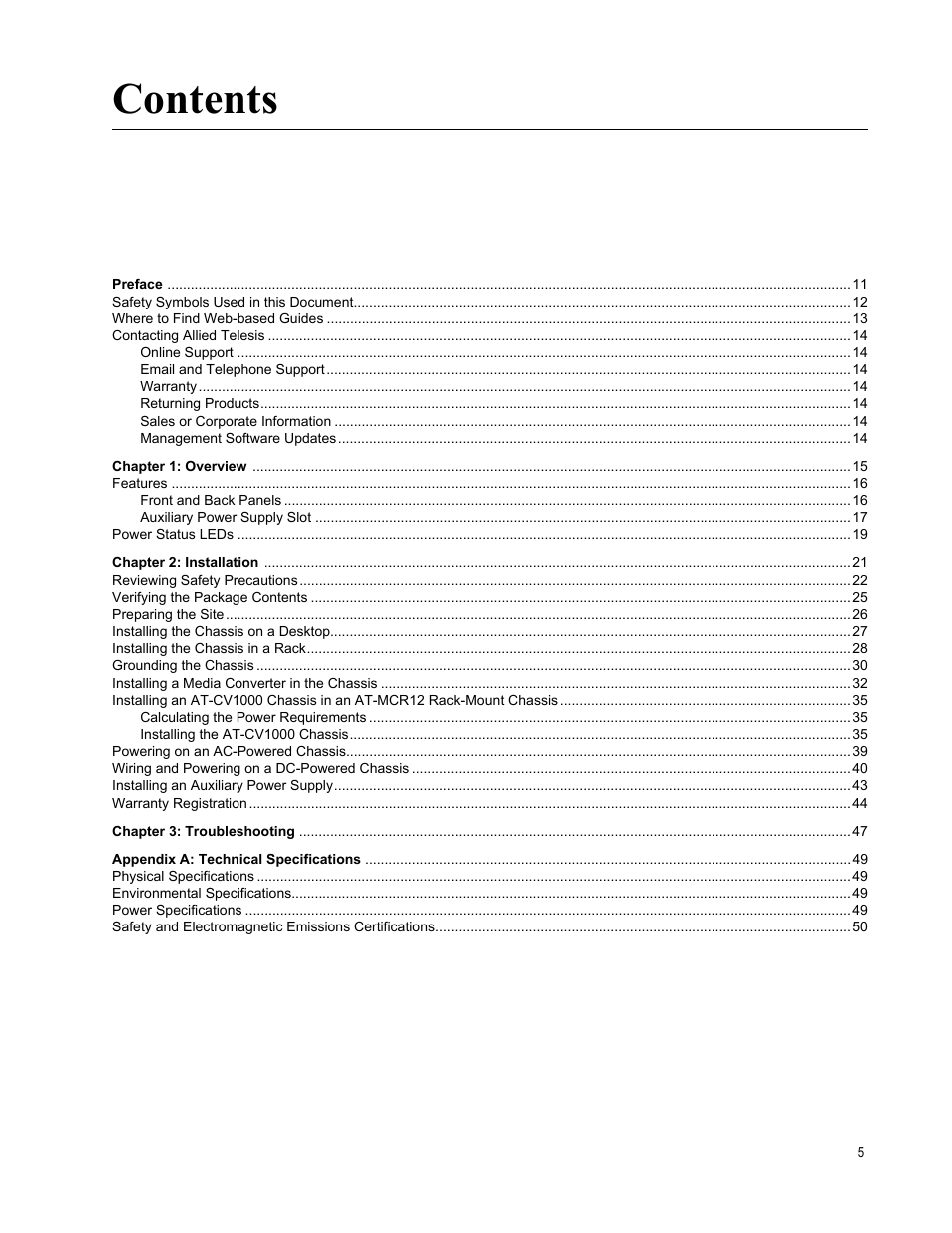Allied Telesis AT-MCR12 User Manual | Page 5 / 50