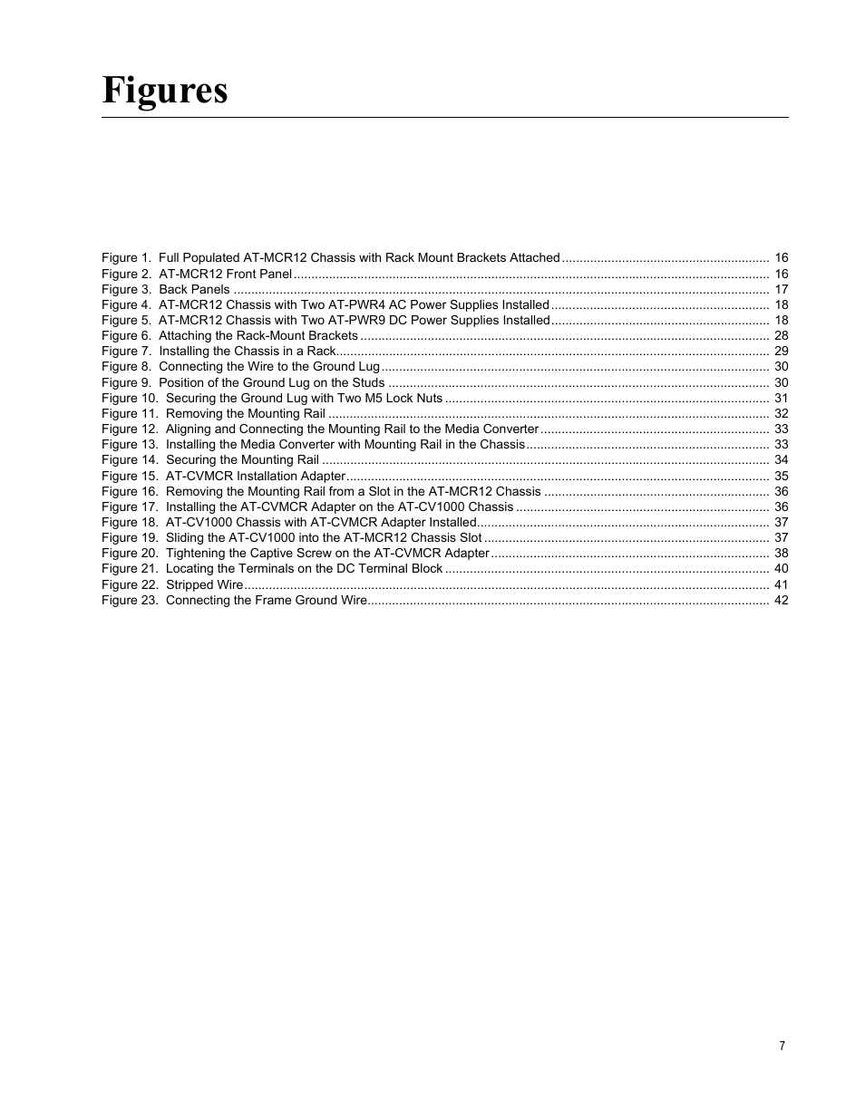 Figures | Allied Telesis AT-MCR12 User Manual | Page 7 / 50
