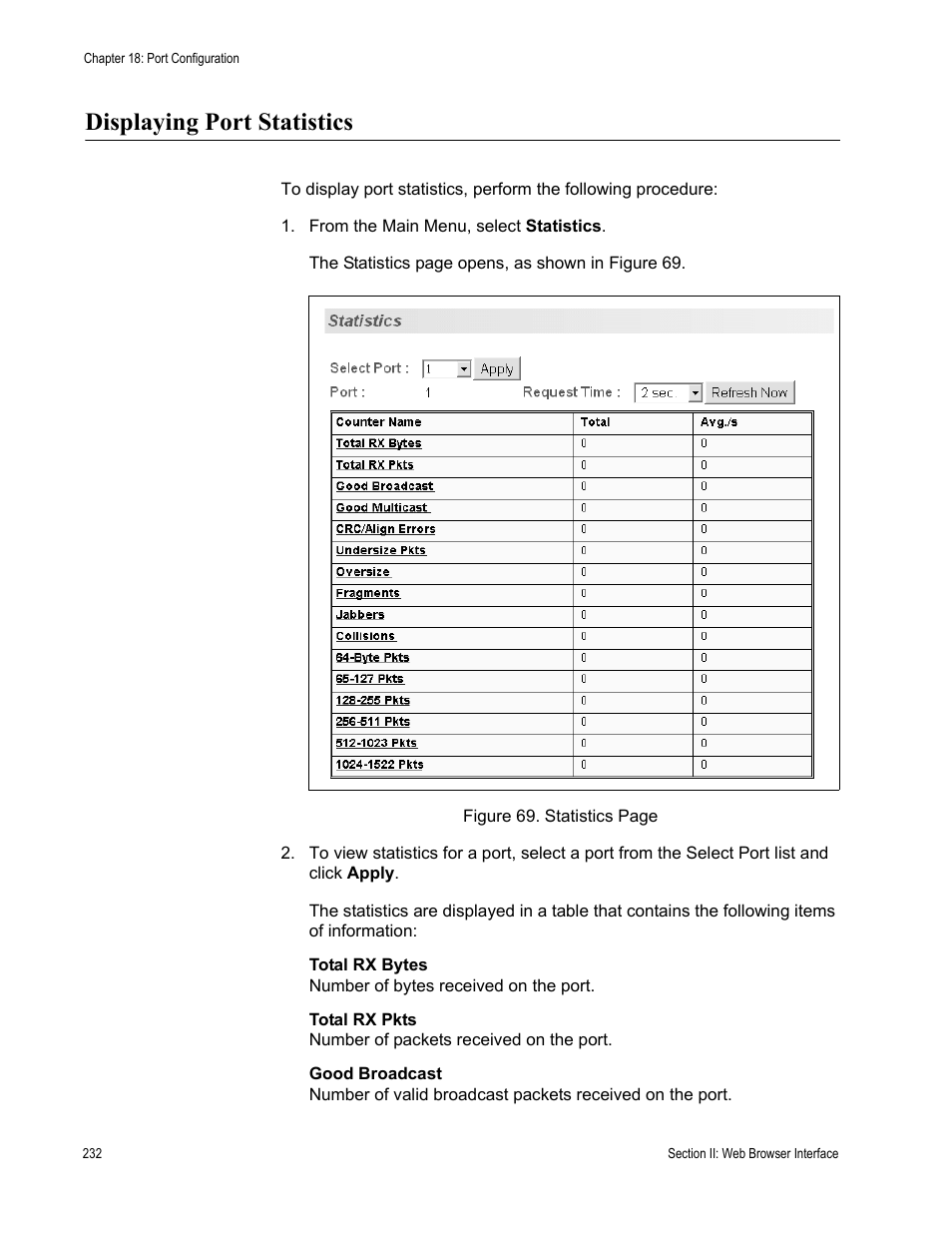 Displaying port statistics | Allied Telesis AT-S84 User Manual | Page 232 / 326