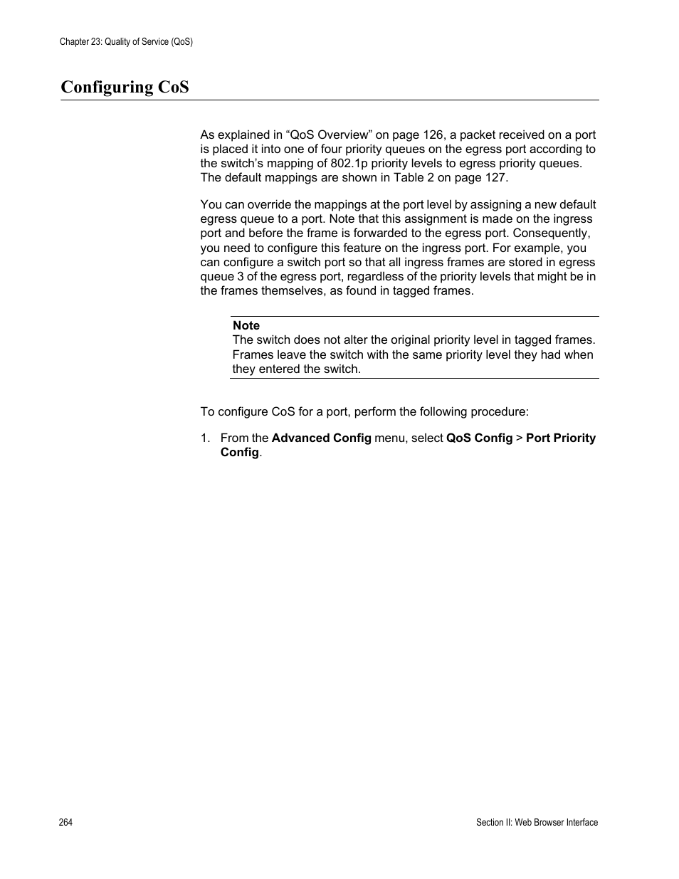 Configuring cos | Allied Telesis AT-S84 User Manual | Page 264 / 326