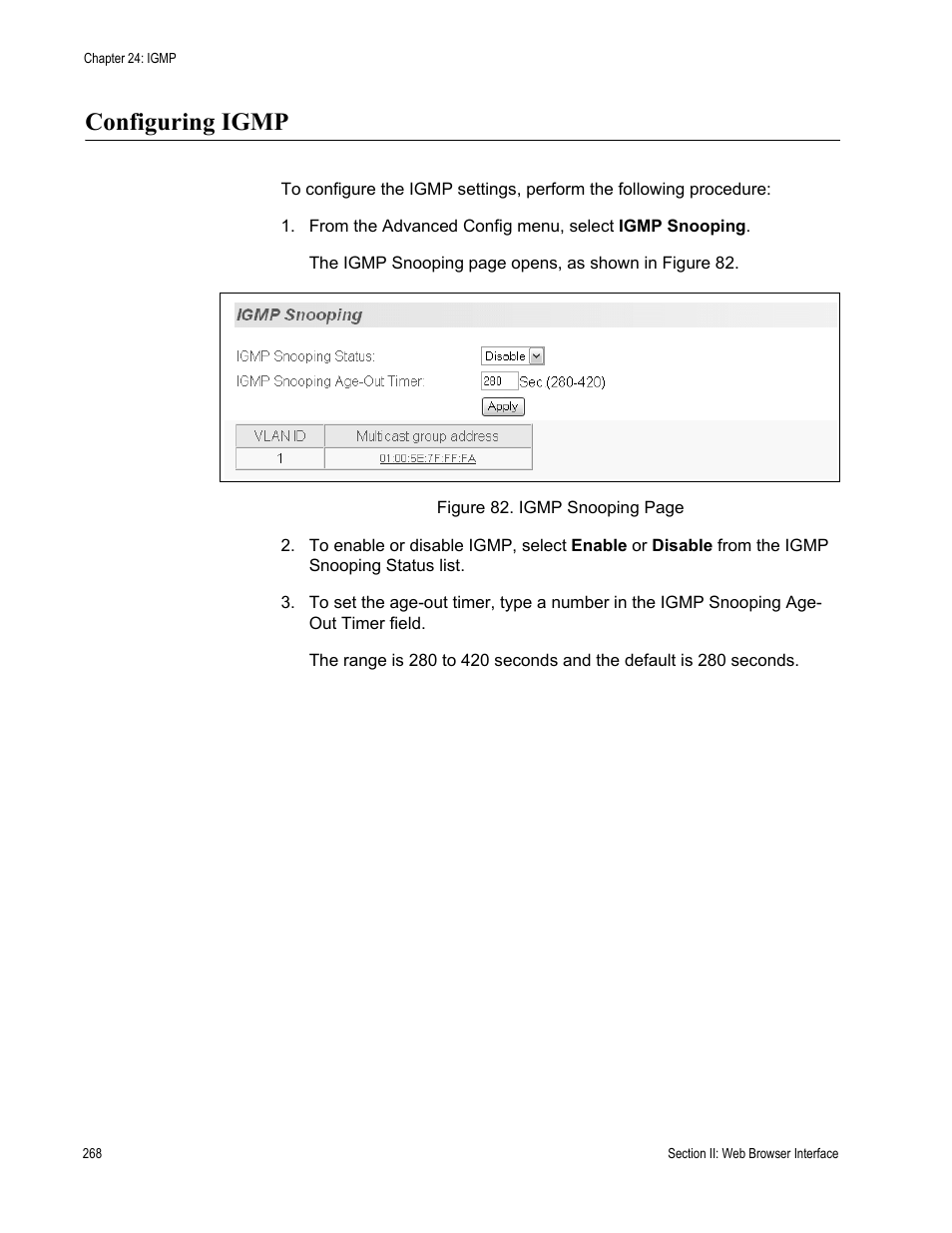 Configuring igmp | Allied Telesis AT-S84 User Manual | Page 268 / 326