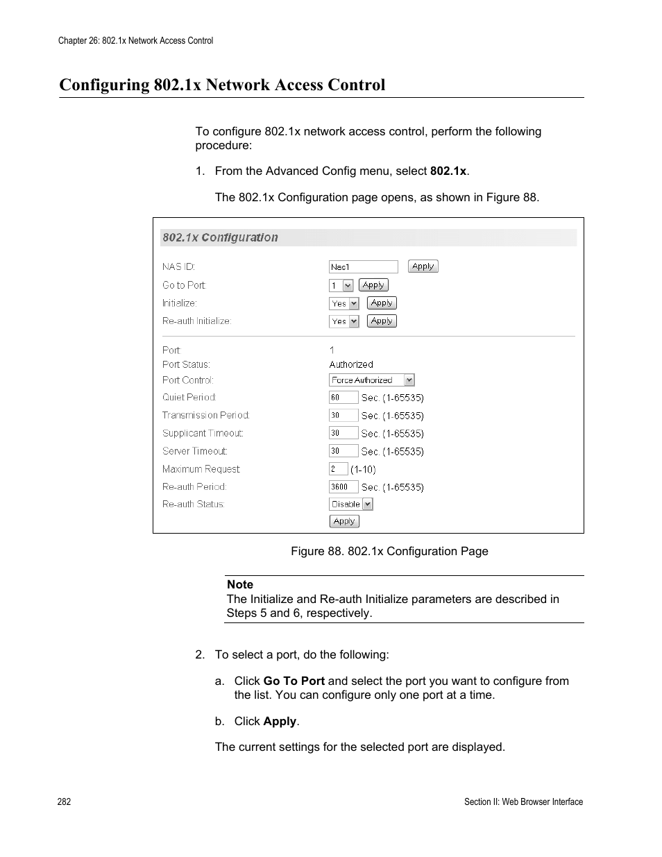 Configuring 802.1x network access control | Allied Telesis AT-S84 User Manual | Page 282 / 326