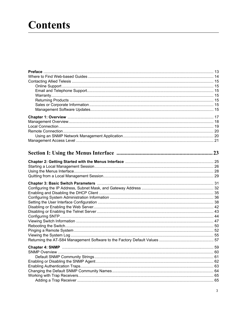 Allied Telesis AT-S84 User Manual | Page 3 / 326