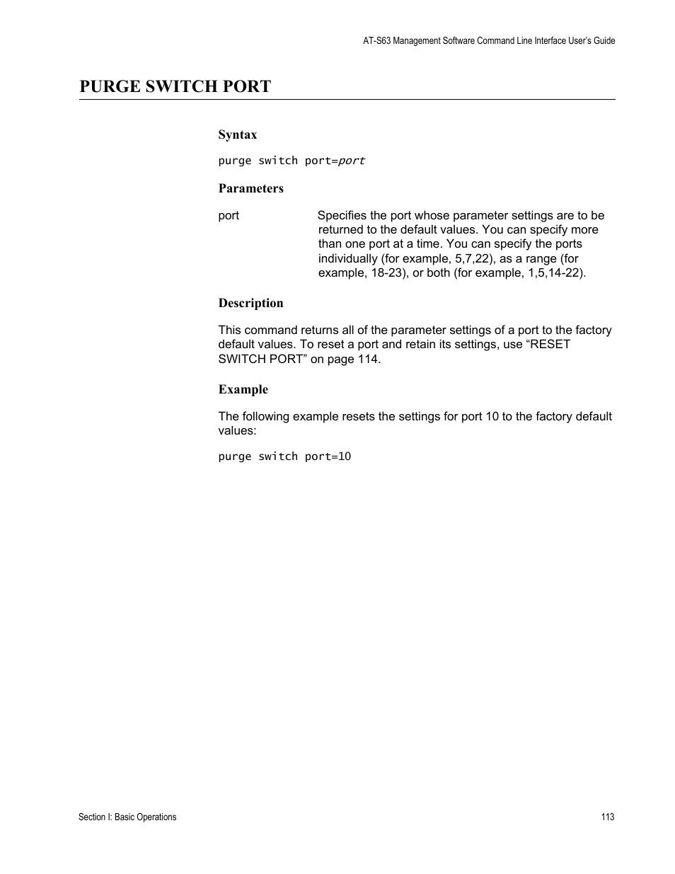 Purge switch port | Allied Telesis AT-S63 User Manual | Page 113 / 728