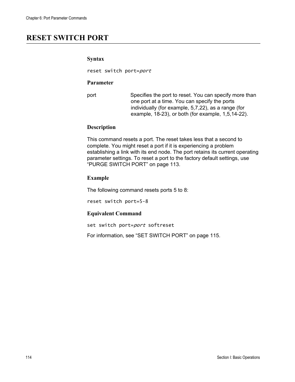 Reset switch port | Allied Telesis AT-S63 User Manual | Page 114 / 728
