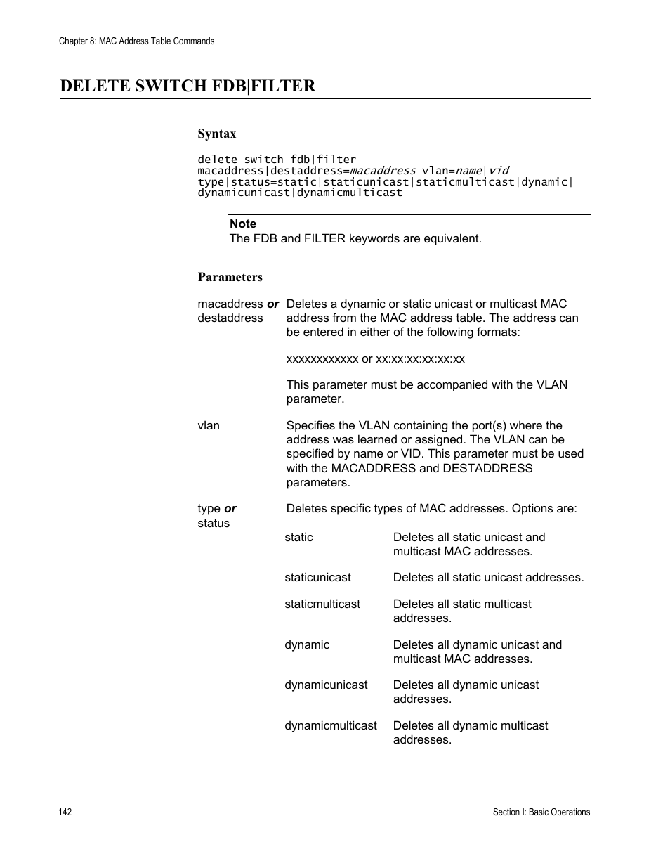 Delete switch fdb|filter | Allied Telesis AT-S63 User Manual | Page 142 / 728