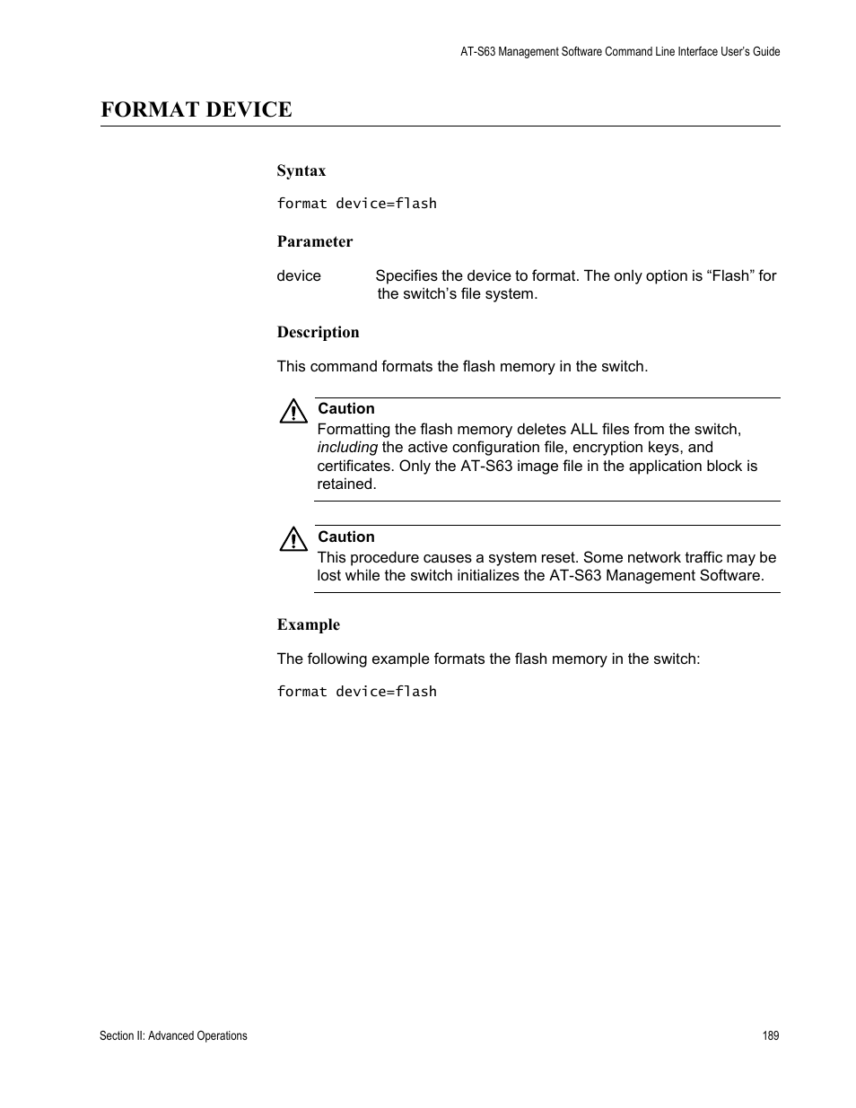 Format device | Allied Telesis AT-S63 User Manual | Page 189 / 728