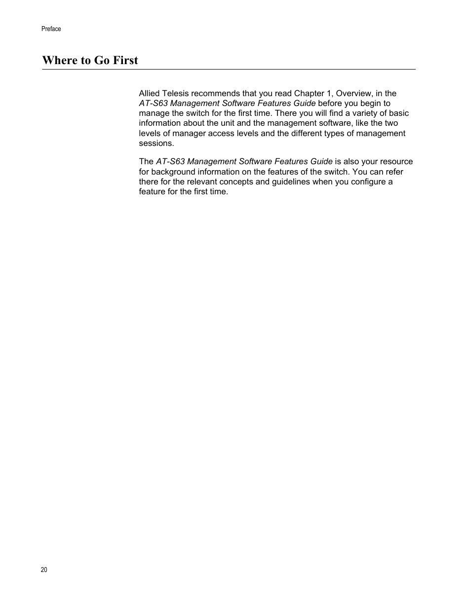 Where to go first | Allied Telesis AT-S63 User Manual | Page 20 / 728