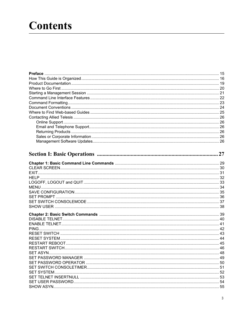 Allied Telesis AT-S63 User Manual | Page 3 / 728