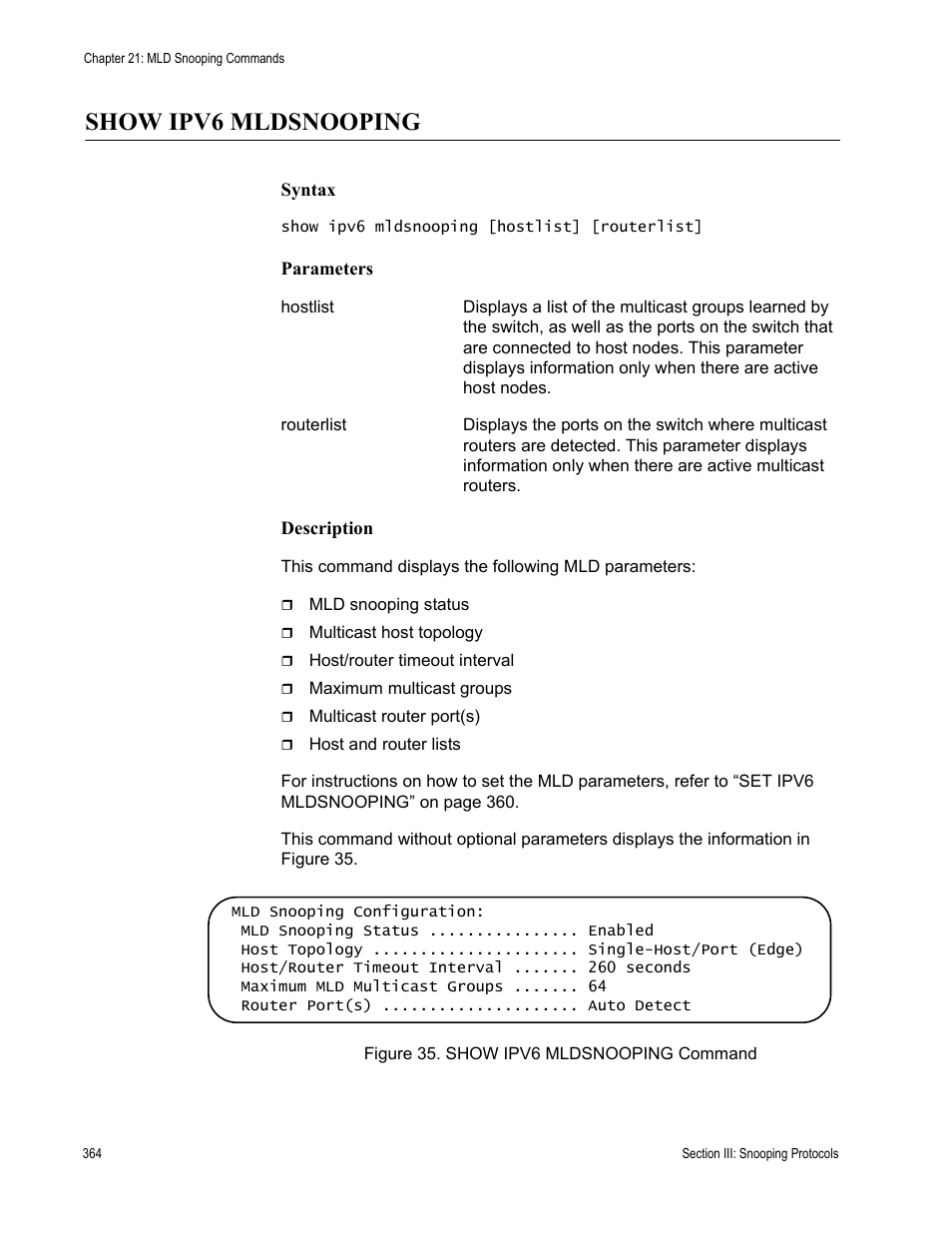 Show ipv6 mldsnooping | Allied Telesis AT-S63 User Manual | Page 364 / 728
