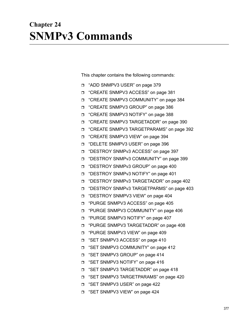 Chapter 24, Snmpv3 commands | Allied Telesis AT-S63 User Manual | Page 377 / 728