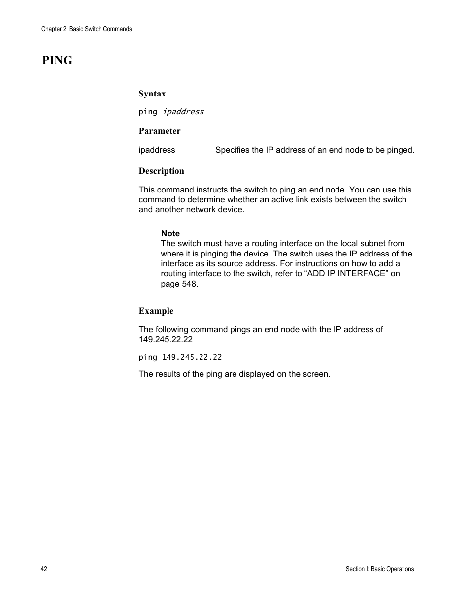 Ping | Allied Telesis AT-S63 User Manual | Page 42 / 728