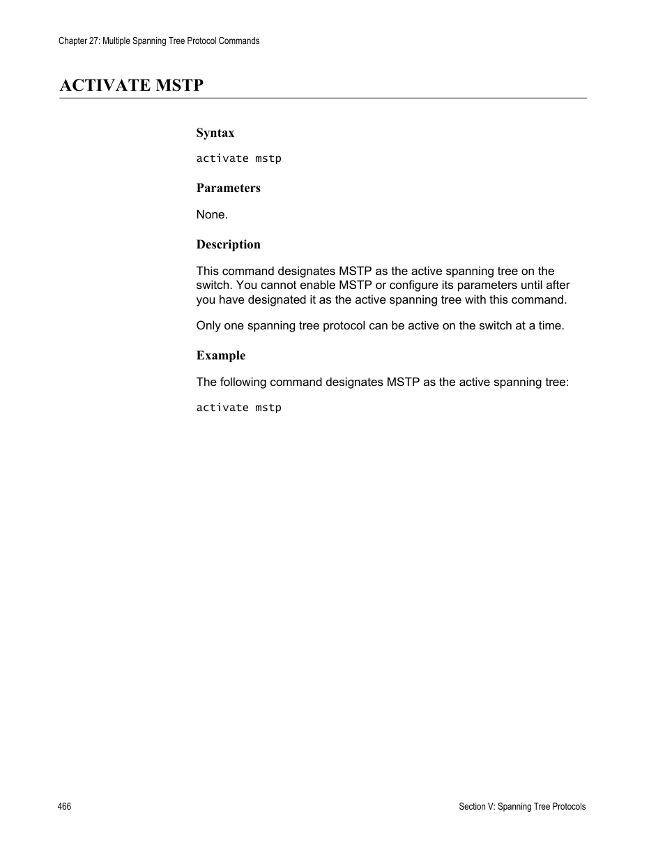 Activate mstp | Allied Telesis AT-S63 User Manual | Page 466 / 728