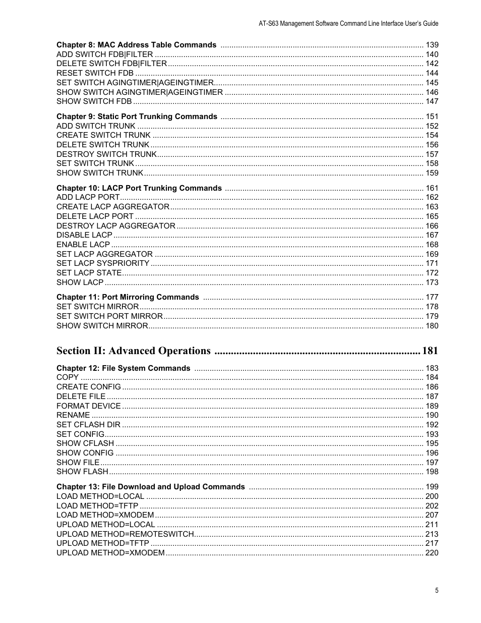 Allied Telesis AT-S63 User Manual | Page 5 / 728