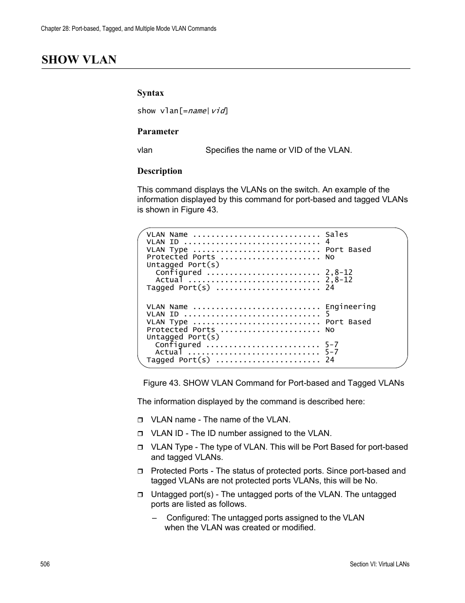 Show vlan | Allied Telesis AT-S63 User Manual | Page 506 / 728