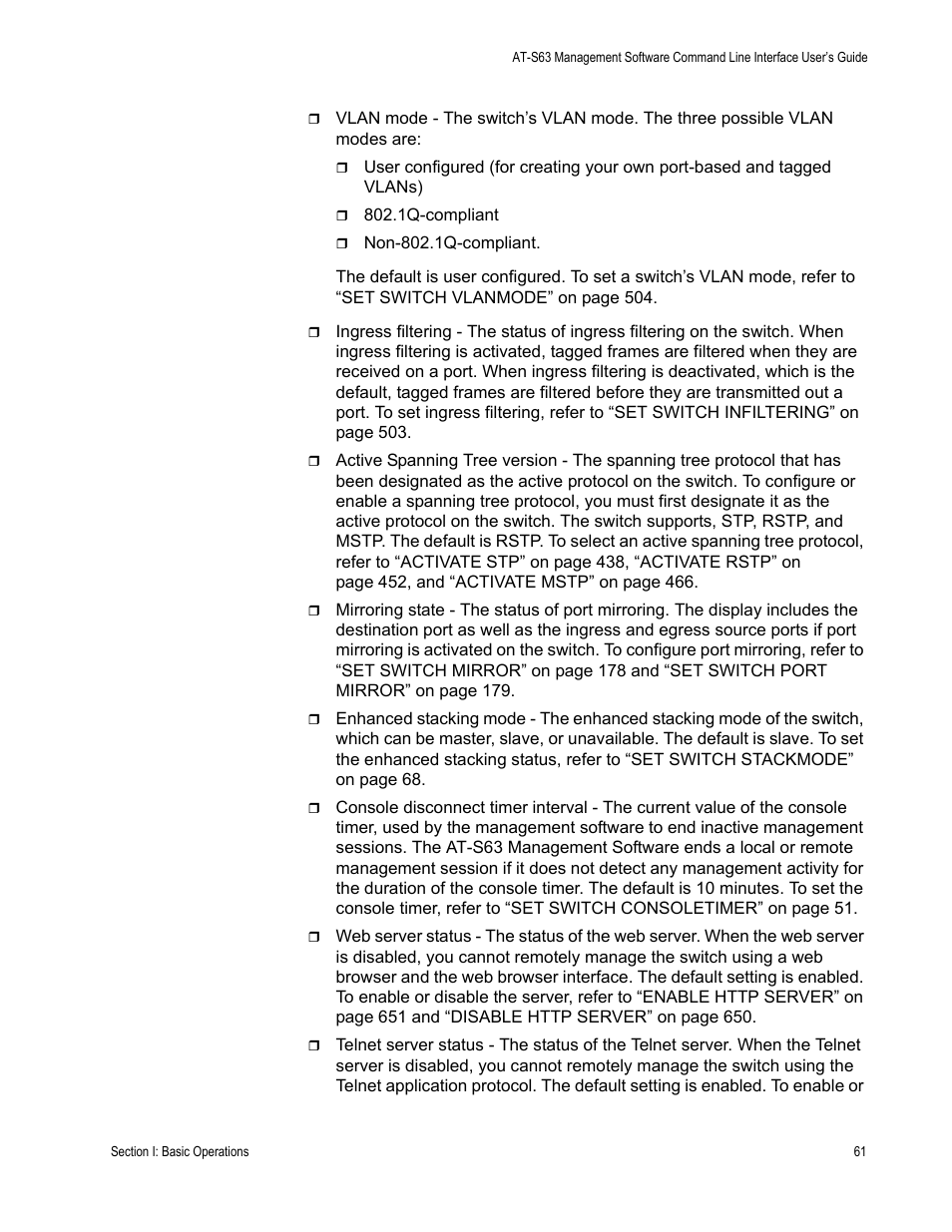 Allied Telesis AT-S63 User Manual | Page 61 / 728