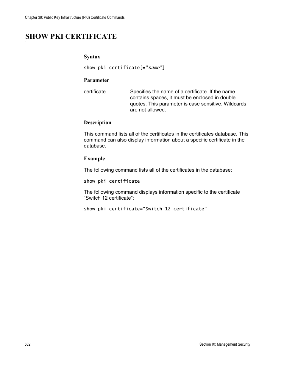 Show pki certificate | Allied Telesis AT-S63 User Manual | Page 682 / 728