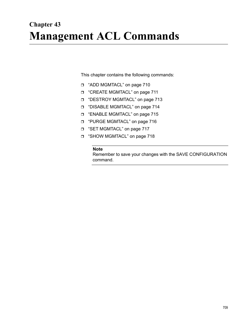 Chapter 43, Management acl commands | Allied Telesis AT-S63 User Manual | Page 709 / 728